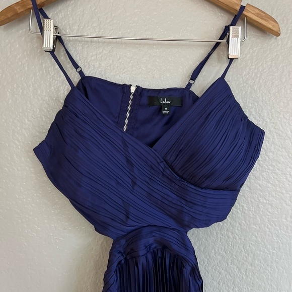 NWOT Got the Glam Navy Blue Pleated Cutout Maxi Dress - Picture 4 of 6